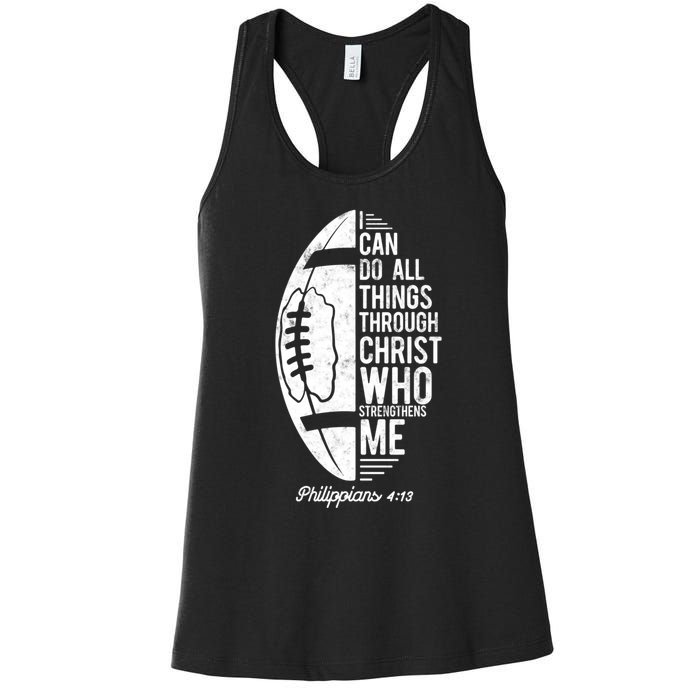 Christian Football I Can Do All Things Philippians 4 13 Gift Women's Racerback Tank