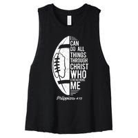 Christian Football I Can Do All Things Philippians 4 13 Gift Women's Racerback Cropped Tank