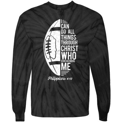 Christian Football I Can Do All Things Philippians 4 13 Gift Tie-Dye Long Sleeve Shirt