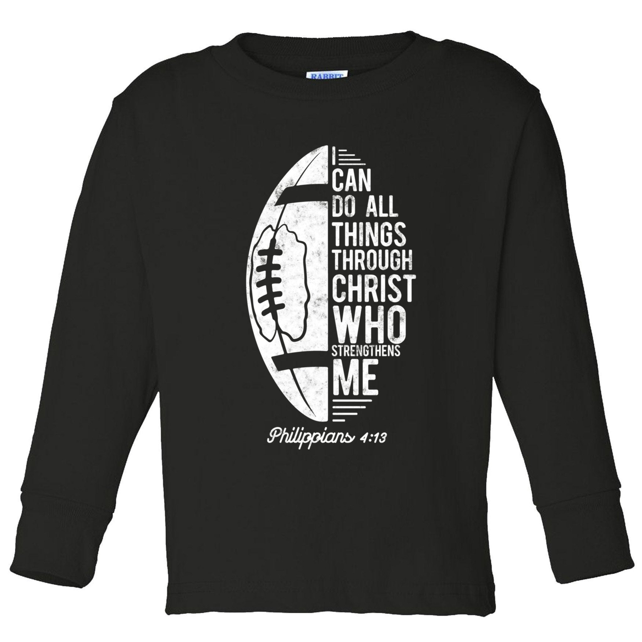 Christian Football I Can Do All Things Philippians 4 13 Gift Toddler Long Sleeve Shirt