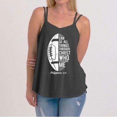 Christian Football I Can Do All Things Philippians 4 13 Gift Women's Strappy Tank