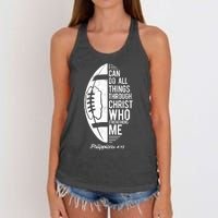 Christian Football I Can Do All Things Philippians 4 13 Gift Women's Knotted Racerback Tank