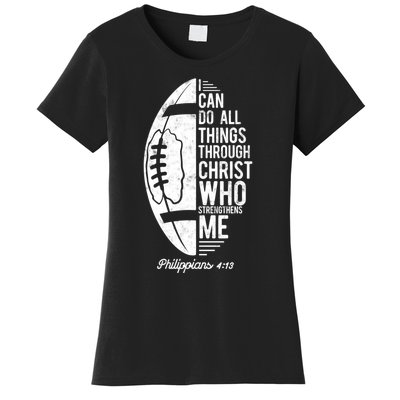 Christian Football I Can Do All Things Philippians 4 13 Gift Women's T-Shirt