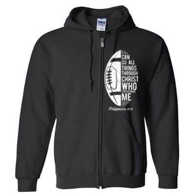 Christian Football I Can Do All Things Philippians 4 13 Gift Full Zip Hoodie