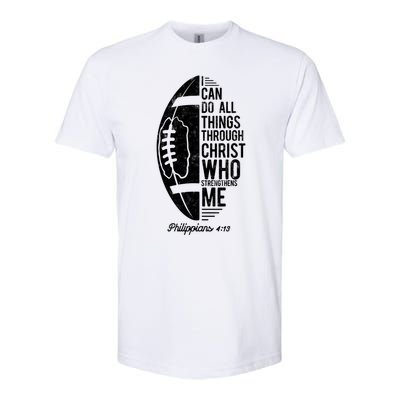 Christian Football I Can Do All Things Philippians 4 13 Gift Softstyle CVC T-Shirt