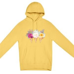 Cute Flower Ice Cream Cone Bouquets Premium Pullover Hoodie