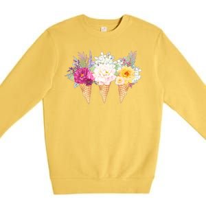 Cute Flower Ice Cream Cone Bouquets Premium Crewneck Sweatshirt