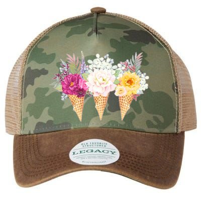 Cute Flower Ice Cream Cone Bouquets Legacy Tie Dye Trucker Hat