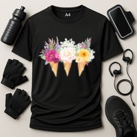 Cute Flower Ice Cream Cone Bouquets Cooling Performance Crew T-Shirt