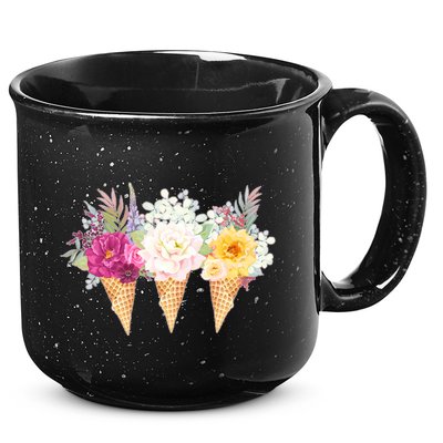 Cute Flower Ice Cream Cone Bouquets 15oz Campfire Ceramic Mug