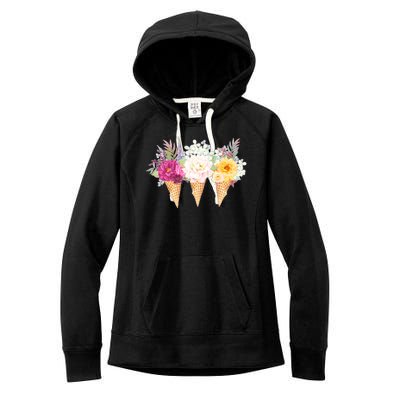 Cute Flower Ice Cream Cone Bouquets Women's Fleece Hoodie