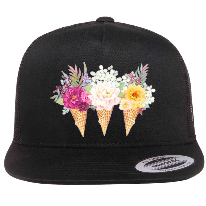 Cute Flower Ice Cream Cone Bouquets Flatbill Hat