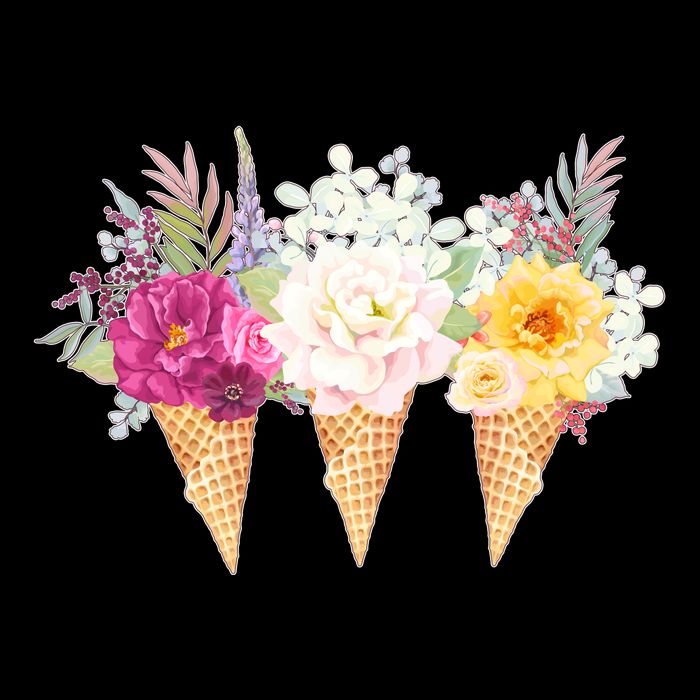 Cute Flower Ice Cream Cone Bouquets Flatbill Hat