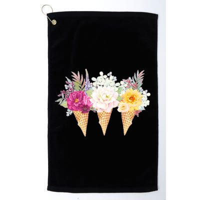Cute Flower Ice Cream Cone Bouquets Golf Towel