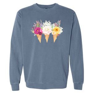 Cute Flower Ice Cream Cone Bouquets Garment-Dyed Sweatshirt