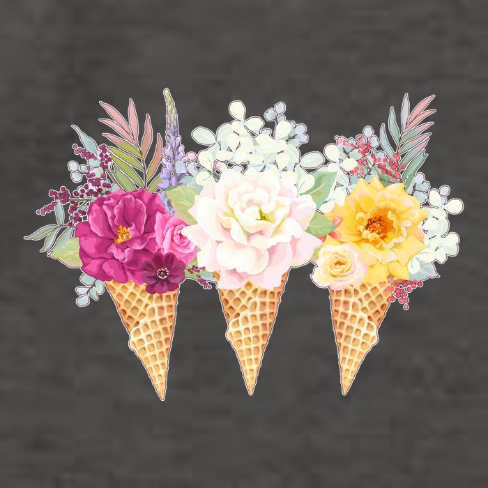 Cute Flower Ice Cream Cone Bouquets Vector Backpack