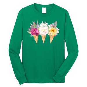 Cute Flower Ice Cream Cone Bouquets Long Sleeve Shirt