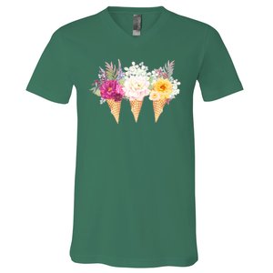 Cute Flower Ice Cream Cone Bouquets V-Neck T-Shirt