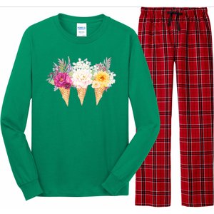 Cute Flower Ice Cream Cone Bouquets Long Sleeve Pajama Set