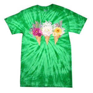 Cute Flower Ice Cream Cone Bouquets Tie-Dye T-Shirt