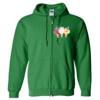 Cute Flower Ice Cream Cone Bouquets Full Zip Hoodie