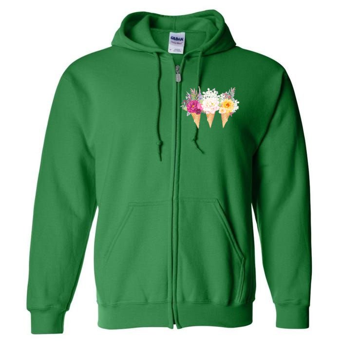 Cute Flower Ice Cream Cone Bouquets Full Zip Hoodie