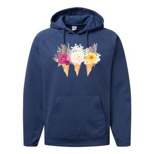 Cute Flower Ice Cream Cone Bouquets Performance Fleece Hoodie