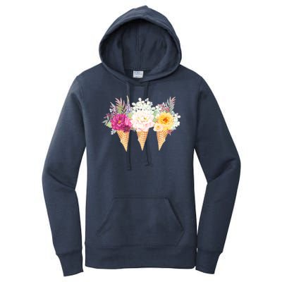 Cute Flower Ice Cream Cone Bouquets Women's Pullover Hoodie