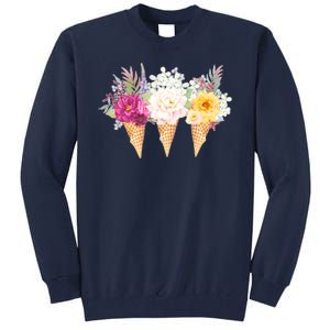 Cute Flower Ice Cream Cone Bouquets Tall Sweatshirt