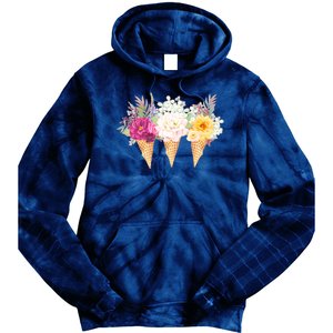 Cute Flower Ice Cream Cone Bouquets Tie Dye Hoodie