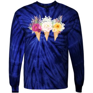 Cute Flower Ice Cream Cone Bouquets Tie-Dye Long Sleeve Shirt