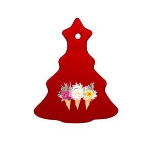 Cute Flower Ice Cream Cone Bouquets Ceramic Tree Ornament