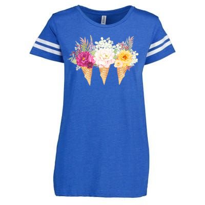 Cute Flower Ice Cream Cone Bouquets Enza Ladies Jersey Football T-Shirt