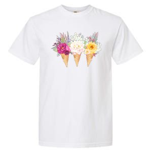 Cute Flower Ice Cream Cone Bouquets Garment-Dyed Heavyweight T-Shirt