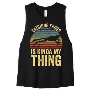 Catching Frogs Is Kinda My Thing Frog Catching Kids Gift Women's Racerback Cropped Tank