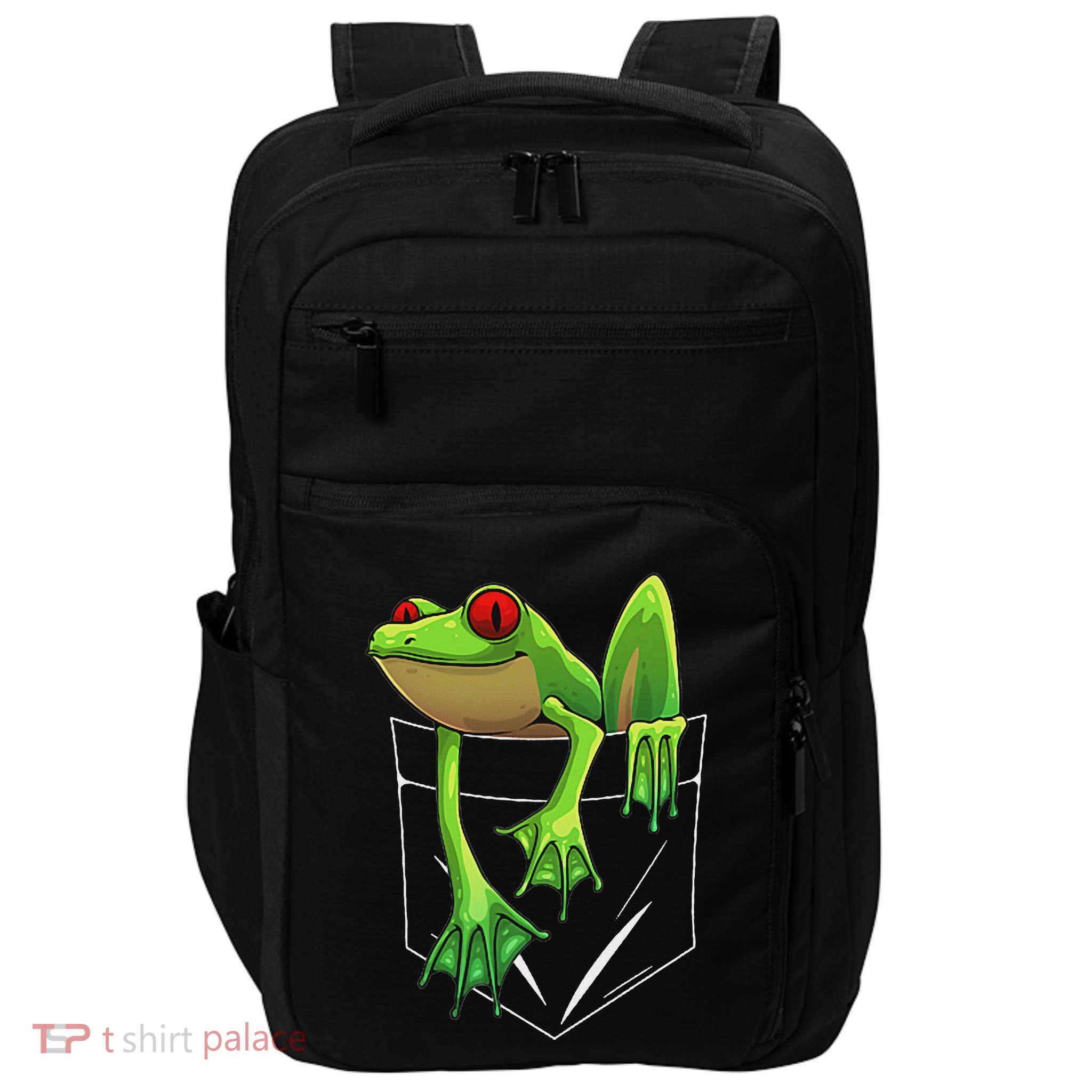 Cool Frog In Pocket For Women Kawaii Toad Frog Lovers Impact Tech Backpack