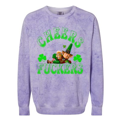 Cheers Fuckers Irish Shamrock St Patricks Day Tee Meaningful Gift Colorblast Crewneck Sweatshirt