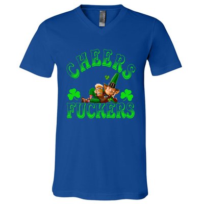 Cheers Fuckers Irish Shamrock St Patricks Day Tee Meaningful Gift V-Neck T-Shirt