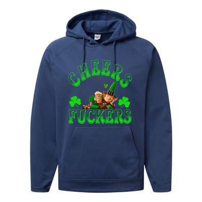 Cheers Fuckers Irish Shamrock St Patricks Day Tee Meaningful Gift Performance Fleece Hoodie