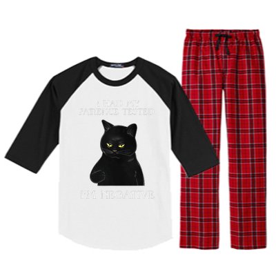 Cat Funny I Had My Patience Tested Im Negative Raglan Sleeve Pajama Set