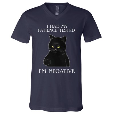 Cat Funny I Had My Patience Tested Im Negative V-Neck T-Shirt