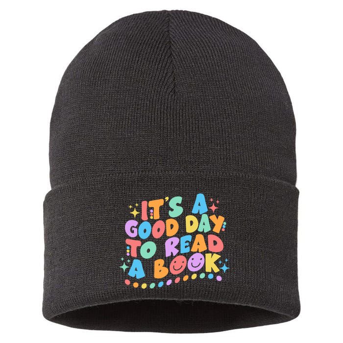 Cute Funny It's A Good Day To Read A Book Sustainable Knit Beanie