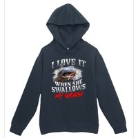 Catfishing Fishing I Love It When She Swallows My Worm Urban Pullover Hoodie