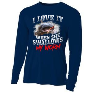 Catfishing Fishing I Love It When She Swallows My Worm Cooling Performance Long Sleeve Crew