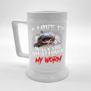 Catfishing Fishing I Love It When She Swallows My Worm Beer Stein