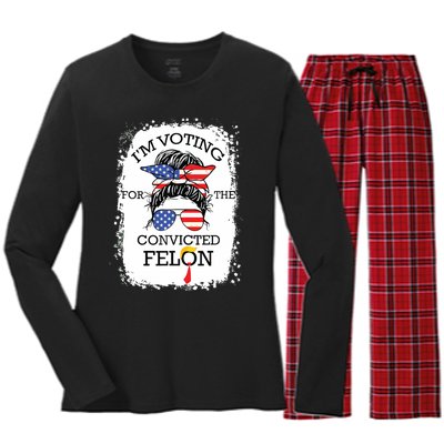 Convicted Felon Im Voting Convicted Felon 2024 Women's Long Sleeve Flannel Pajama Set 