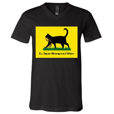 Cat Flag ILl Tread Wherever I Want V-Neck T-Shirt