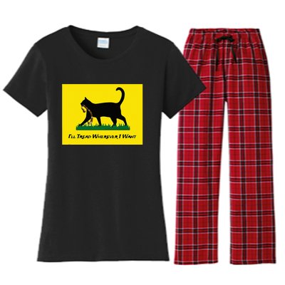 Cat Flag ILl Tread Wherever I Want Women's Flannel Pajama Set