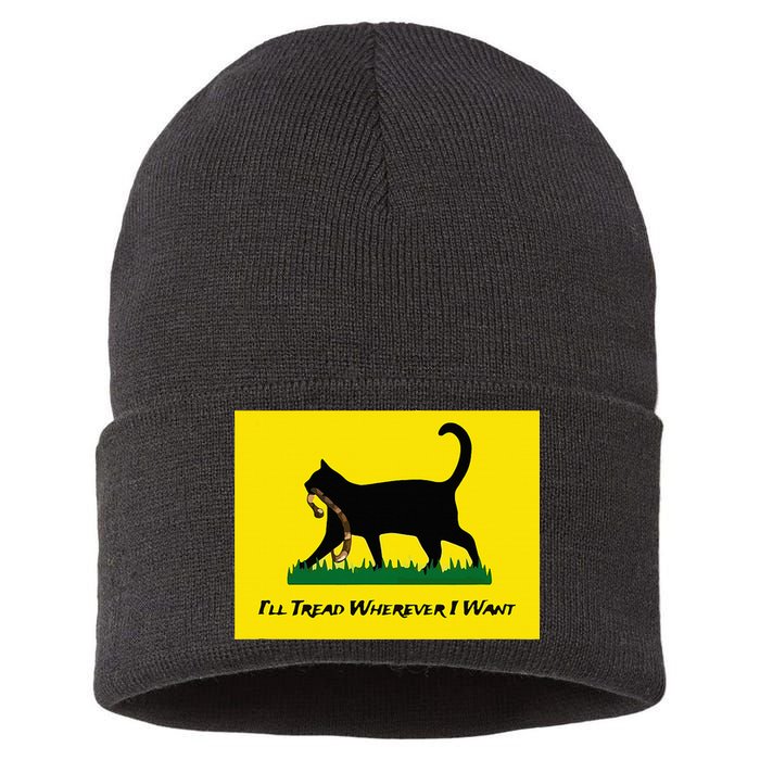 Cat Flag ILl Tread Wherever I Want Sustainable Knit Beanie
