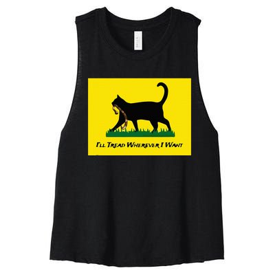 Cat Flag ILl Tread Wherever I Want Women's Racerback Cropped Tank